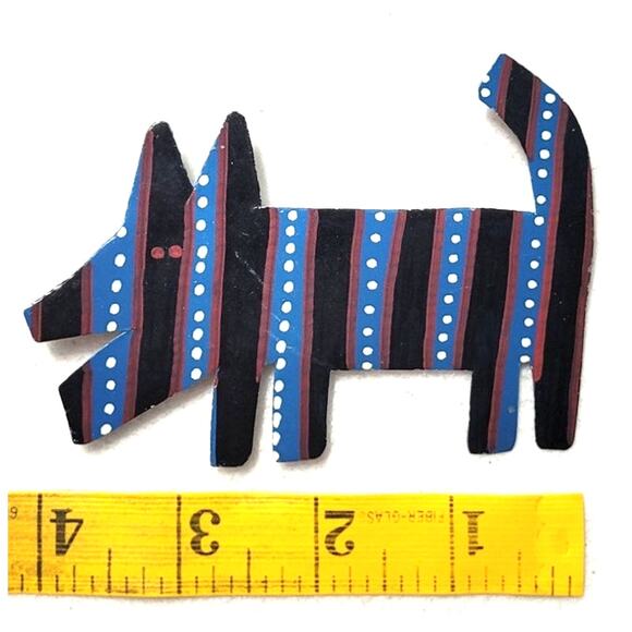 Vtg 1989 Signed JIL Artisan Scottie Dog Brooch Hand Cut Metal 80s Pop Art Pin - Picture 3 of 4